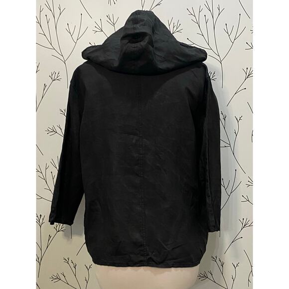 VTG C+R Comfort & Relax 100% Linen Black Topper Hood Medium Lagenlook Minimalist - Picture 4 of 6